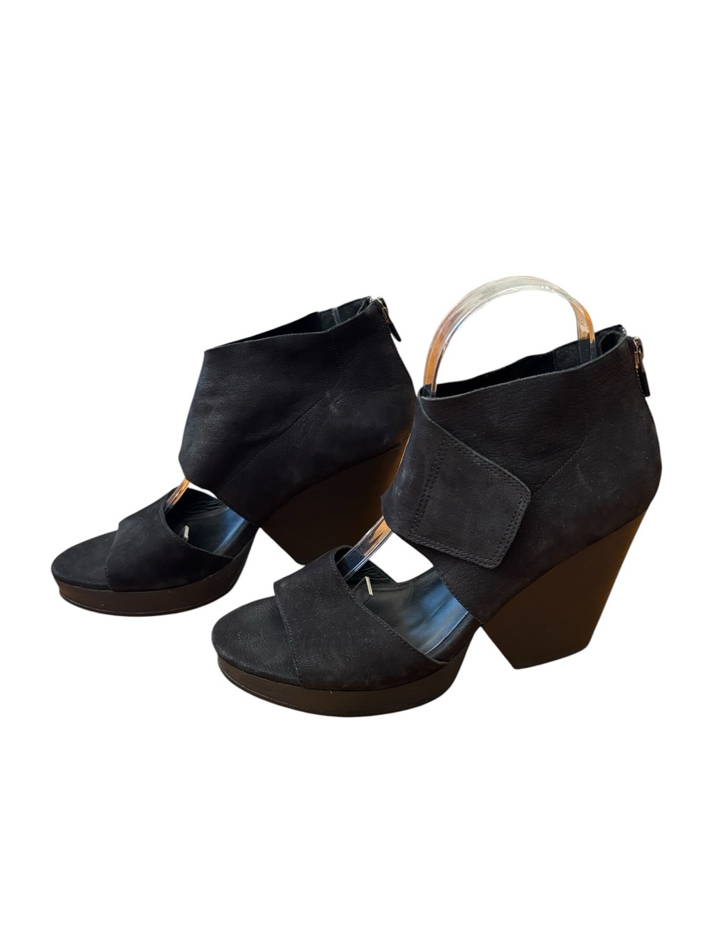 Eileen Fisher Platform Wedge Suede Leather Sandal Shoe Size 8 Black